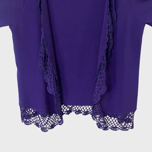 Elementz 2-In-1 Crochet Trim Open-Front Cardigan Shirt Purple Women's Size XL - Picture 6 of 10